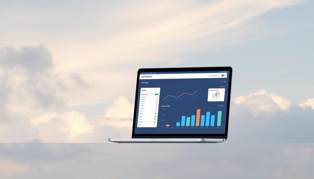 A clean, minimalist software interface depicting the Zoho Books accounting platform, set against a serene, cloudy sky backdrop. The interface showcases the core functionality of the cloud-based accounting solution, with sleek graphics, intuitive navigation, and a modern, uncluttered design. The scene conveys a sense of efficiency, organization, and the convenience of cloud-based financial management for small and medium-sized businesses. Soft, diffused lighting enhances the professional, trustworthy atmosphere, while the absence of any text or overlays allows the software's visual identity to take center stage. A clean, minimalist software interface depicting the Zoho Books accounting platform, set against a serene, cloudy sky backdrop. The interface showcases the core functionality of the cloud-based accounting solution, with sleek graphics, intuitive navigation, and a modern, uncluttered design. The scene conveys a sense of efficiency, organization, and the convenience of cloud-based financial management for small and medium-sized businesses. Soft, diffused lighting enhances the professional, trustworthy atmosphere, while the absence of any text or overlays allows the software's visual identity to take center stage.