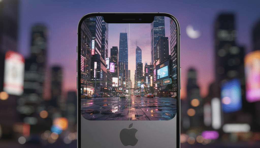 A sleek and powerful iPhone 15 Pro featuring a stunning ray tracing demo displayed on the screen. In the foreground, the device is centered, showcasing its modern design with smooth edges and a glossy finish. In the middle ground, a vibrant cityscape is illuminated by dynamic lighting effects and realistic reflections, highlighting the enhanced graphics capabilities of the A17 Pro chip. The background features a twilight sky blending deep blues and purples, enhancing the gaming atmosphere. Soft, ambient lighting casts gentle highlights on the phone, emphasizing its advanced technology. The composition is shot from a slightly elevated angle, giving a comprehensive view of the device and the vibrant scene on its display, evoking a sense of excitement and innovation in mobile gaming. A sleek and powerful iPhone 15 Pro featuring a stunning ray tracing demo displayed on the screen. In the foreground, the device is centered, showcasing its modern design with smooth edges and a glossy finish. In the middle ground, a vibrant cityscape is illuminated by dynamic lighting effects and realistic reflections, highlighting the enhanced graphics capabilities of the A17 Pro chip. The background features a twilight sky blending deep blues and purples, enhancing the gaming atmosphere. Soft, ambient lighting casts gentle highlights on the phone, emphasizing its advanced technology. The composition is shot from a slightly elevated angle, giving a comprehensive view of the device and the vibrant scene on its display, evoking a sense of excitement and innovation in mobile gaming.